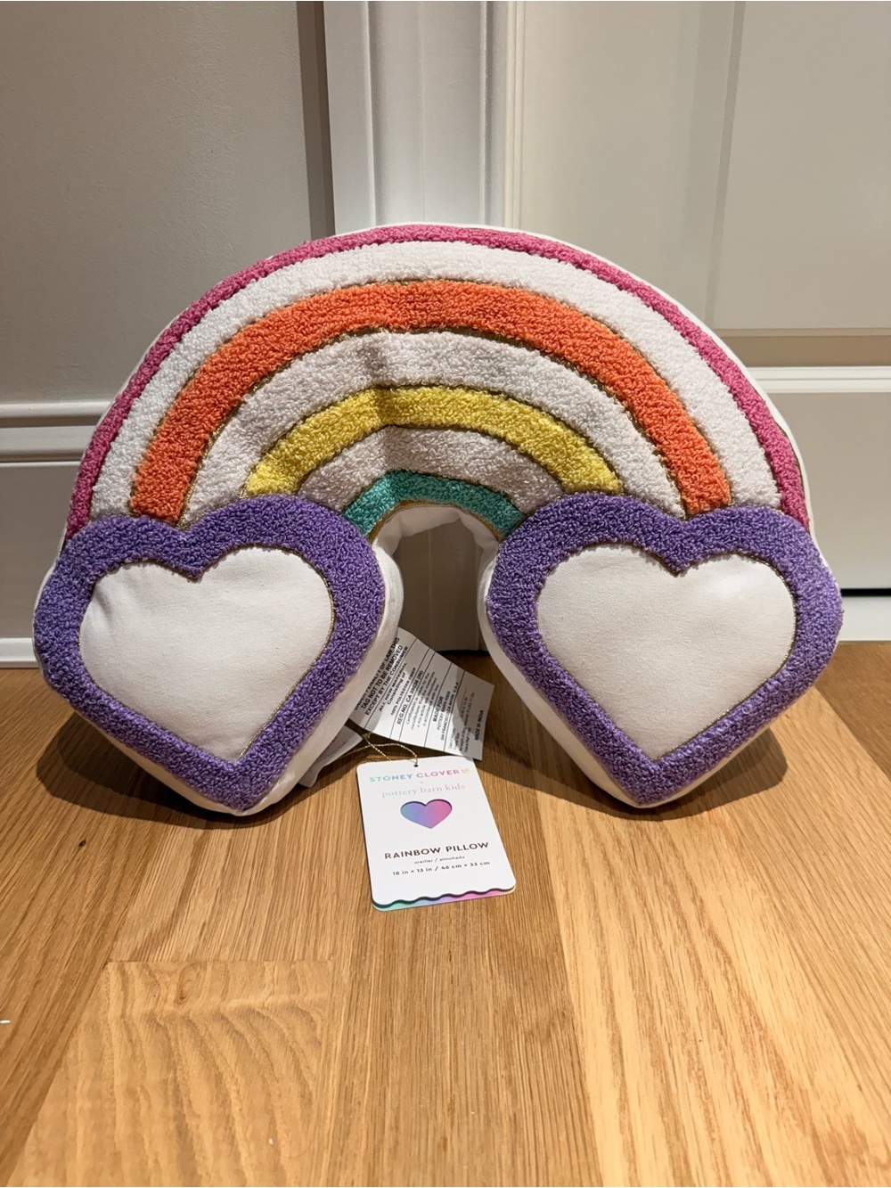 Pottery Barn Kids-Stoney Clover- Rainbow Heart Accent Pillow